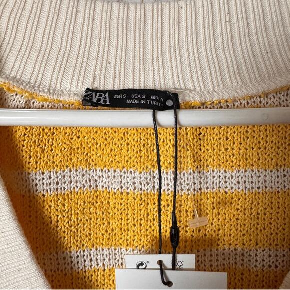 Zara Striped Sleeveless V Front Women's Sweater Sz S NWT - Picture 4 of 7